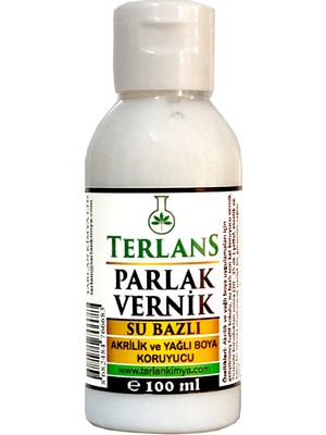 Terlans Su Bazlı Parlak Vernik | 100 ml | Akrilik ve Yağlı Boya Koruyucu