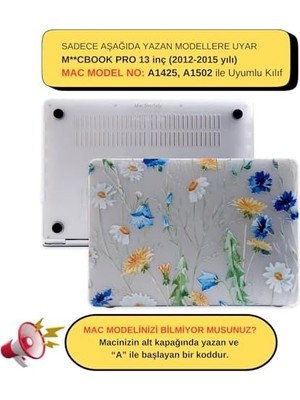 MacBook Pro Retina 13 Inç Kılıf A1425 A1502 Uyumlu Tropikal Yaprak ve Çiçek Desenli Sert Kapak Hard Case Ince Hafif Laptop Koruyucu R-622