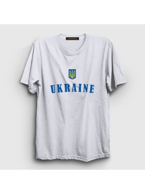 Presmono Unisex Beyaz Trident Coat Of Arms Ukraine Ukrayna T-Shirt