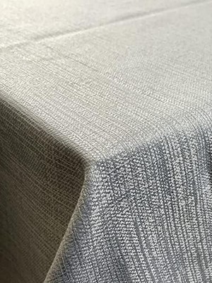 Vi Ihlamur Keten Görünümlü, Su Geçirimsiz, Kayma Yapmayan Premium Masa Örtüsü (145 cm x 145 Cm, Gri)