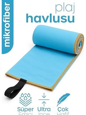 Unisex Mikrofiber Plaj Havlusu 80X130 cm Yumuşak Dokulu Deniz Banyo Sporcu Havlusu Large Boy (Turkuaz)