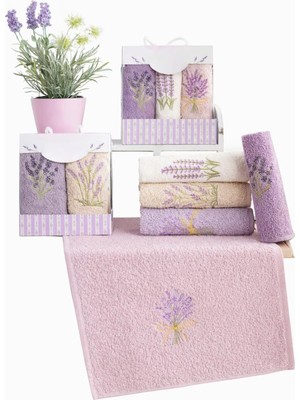 Nakışlı 3'lü Mutfak ve El & Yüz Havlu Seti 30X50 cm Lavanta, Nakıslımutfak