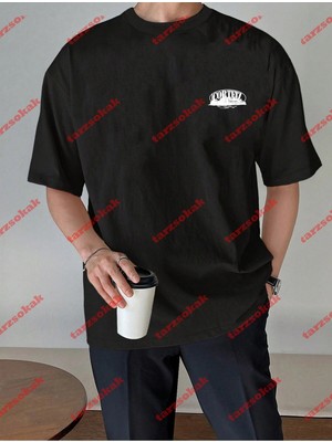 Tarzsokak Unisex Erkek/kadın Corteiz Baskılı Kısa Kollu Bisiklet Yaka T-Shirt