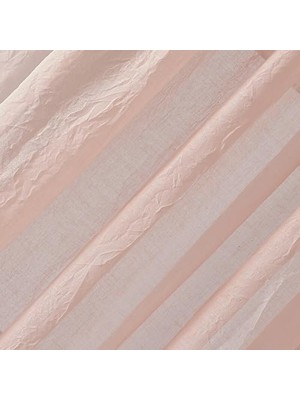 No. 918 Tayla Ezilmiş Doku Yarı Şeffaf Çubuk Cep Perde Paneli, 127 cm x 213 Cm, Pembe