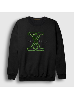 Presmono Unisex Siyah Old Logo Dizi The x Files Sweatshirt