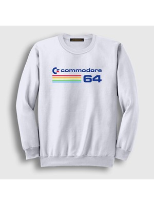 Presmono Unisex Beyaz Vintage Atari Logo Commodore 64 Sweatshirt