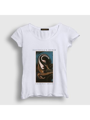 Presmono Kadın Beyaz Charcoal Grace Caligula's Horse T-Shirt