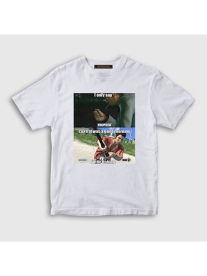 Presmono Unisex Çocuk Beyaz Good Morning Yakuza Meme T-Shirt