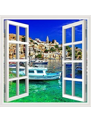 Pencere Poster Duvar Kağıdı Yunanistan Yapışkanlı Sticker