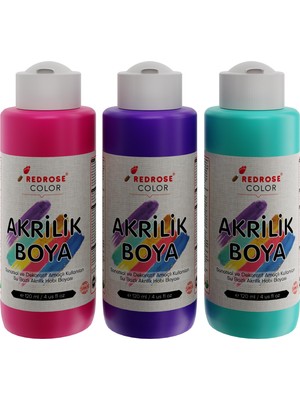 Mor-Fuşya-Turkuaz Akrilik Boya 3'lü Set 3X120ML