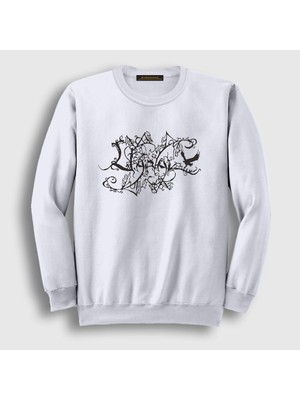 Presmono Unisex Beyaz Logo Metal Uaral Sweatshirt
