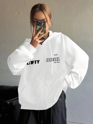Tarzsokak Unisex Basic Slim Fit Kapüşonlu Fermuarlı Cepli Sweatshirt Bebe Mavi Bebe Mavi