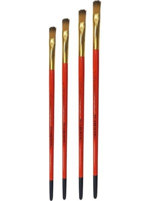 Samur Süper 4'lü Sentetik Yağlı ve Akrilik Boya Fırça Seti, 4 Parça, 2.5mm Fırça Genişliği, 15CM Sap Uzunluğu, Standart Boy, No: 2-4-6-8