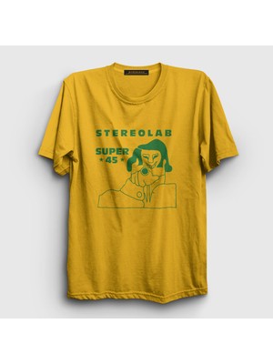 Presmono Unisex Sarı Super 45 Stereolab T-Shirt
