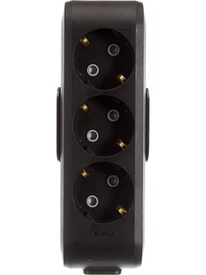 Viko Multi-Let Siyah Üçlü Priz Topraklı Çocuk Korumalı Klemensli