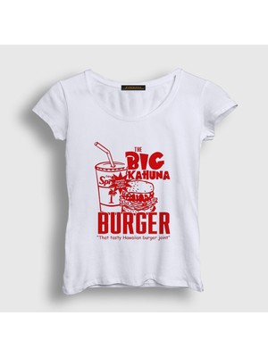 Presmono Kadın Beyaz Big Kahuna Burger Pulp Fiction T-Shirt