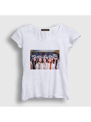 Presmono Kadın Beyaz Band K Pop Young Posse T-Shirt