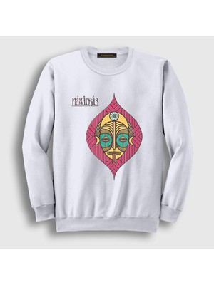 Presmono Unisex Beyaz Band Naxatras Sweatshirt
