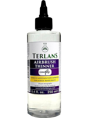 Terlans Airbrush Inceltici 250 ml Airbrush Thinner Flow Improver Model Boyama Için Akrilik Bazlı Inceltici, Akışkanlık & Detay Kontrolü