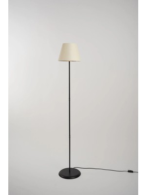 Moontime Alaçatı Zenith Metal Lambader Siyah-Finlin Krem (25X25X145 Cm)