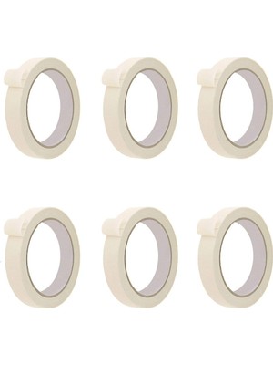Tify 6 Adet Maskeleme Bandı Boya Bandı 18MM x 25 Metre Kağıt Bant