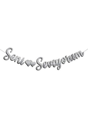 Kaligrafi Banner Gümüş Seni Seviyorum M249