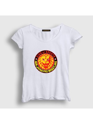 Presmono Kadın Beyaz Njpw Güreş New Japan Pro Wrestling T-Shirt