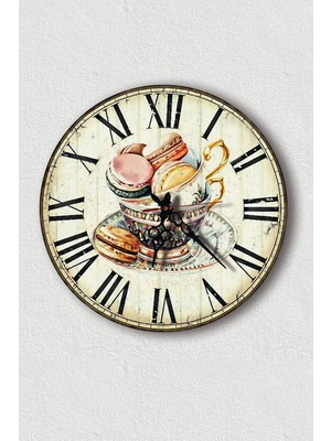 Moontime Alaçatı Uv Mutfak Duvar Saati, Fincanda Makaron Duvar Saati, Home, Kitchen, Wall Clock