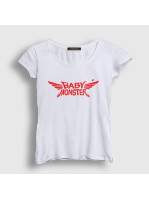Presmono Kadın Beyaz Babymonster Babymetal Logo T-Shirt