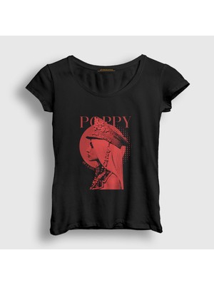 Presmono Kadın Siyah Am I A Girl Poppy T-Shirt
