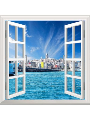 Pencere Poster Duvar Kağıdı Istanbul Galata Yapışkanlı Sticker
