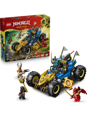 LEGO Nınjago Jay'in Dönüşen Arabası 71856-8 Yaş ve Üzeri Çocuklar Için Jay, Nya, Kai, Kötü Toprak Canavarı ve Sadık Lider Minifigürleri Içeren Yaratıcı Oyuncak Yapım Seti, Hediye Fikri (387 Parça)