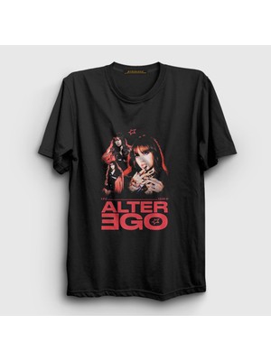 Presmono Unisex Siyah Lisa Alter Ego Blackpink T-Shirt