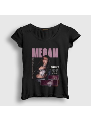 Presmono Kadın Siyah Megan K Pop Katseye T-Shirt