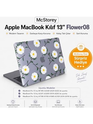 MacBook Pro 13 Çiçek Desenli Kılıf A1706 A1708 A1989 A2159 A2251 A2289 A2338 M1 M2 Uyumlu Baskılı Kristal Sert Kılıf Koruyucu Kapak Yeşil Sarı