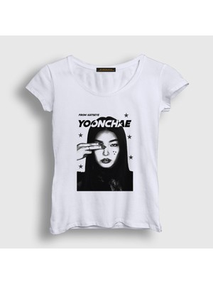 Presmono Kadın Beyaz Yoonchae K Pop Katseye T-Shirt