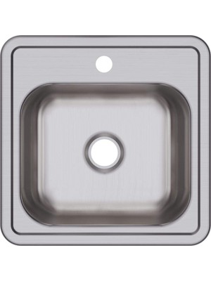 Elkay D115151 Dayton Paslanmaz Çelik Evye, Lavabo Için, Üst Tarafa Sabitlemek Için, Saten, Tek Delikli