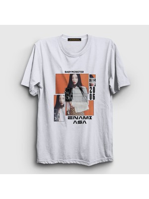 Presmono Unisex Beyaz Camera Enami Asa Babymonster T-Shirt