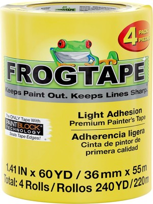 Frogtape 240662 Hassas Yüzey Boyacı Bandı, Boya Bloklu, 3,6 cm Genişlik, Sarı, 4 Rulo