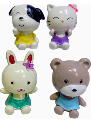 Moontime Alaçatı Hello Kitty ve Arkadaşları 4 Lü Dekoratif Biblo Seti Yükseklik 5 Cm.