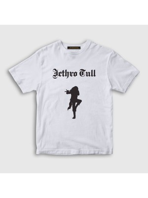 Presmono Unisex Çocuk Beyaz Logo Jethro Tull T-Shirt
