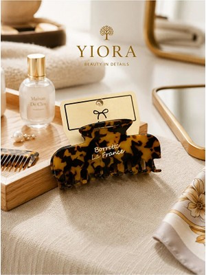 Yiora Premium Seri Ithal Kemik Parlak Sedefli Asetat Güçlü Tutuş Mandal Toka 8,5 cm