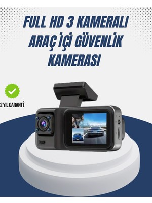 Fırsatkolik Mey Ithalat® 1080P Üç Kameralı Araç Kamerası Wi-Fi Destekli Park Modu ve G-Sensörlü