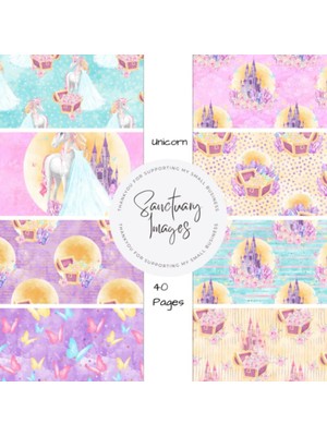 Independently Published Unicorn Scrapbooking Paper Pack: Decorative Craft Paper Pad Supplies, Junk Journaling, Scrapbooking, & Crafting Projects - Double Sided 8.5 x 8.5"