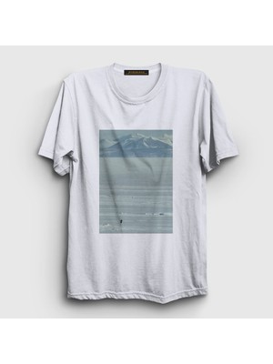 Presmono Unisex Beyaz Mountains Nihilist Penguin Penguen T-Shirt