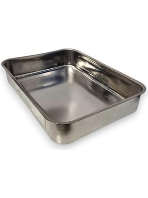 Derin Fırın Tepsisi Yoğurt Mayalama Paslanmaz Çelik Çok Amaçlı Dikdörtgen Metal Tava Saklama Kabı (36,5X26,5X6,5 Cm, 304 (18/10) Kalite, Makinede Yıkanabilir, Gıdaya Uygun, Kolay Temizlenebilir)