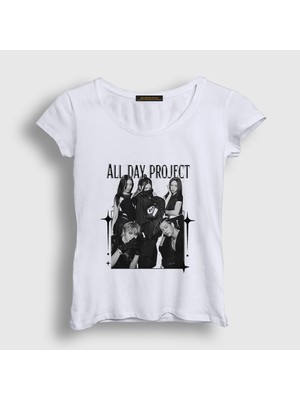 Presmono Kadın Beyaz Band K-Pop Allday Project T-Shirt
