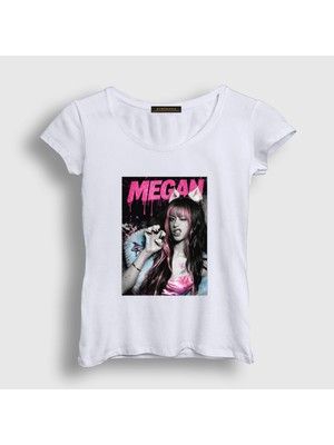 Presmono Kadın Beyaz Cat Claw Megan Katseye T-Shirt