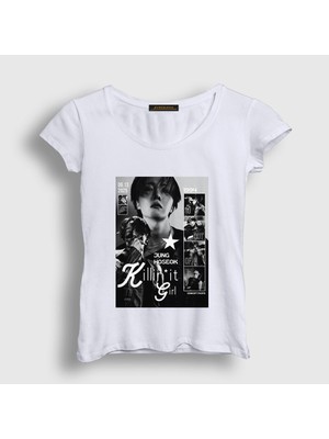 Presmono Kadın Beyaz Killin It Girl J-Hope Jung Hoseok T-Shirt