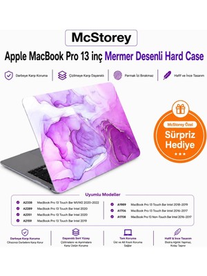 MacBook Pro 13 Mermer Desenli Kılıf A1706 A1708 A1989 A2159 A2251 A2289 A2338 M1 M2 Uyumlu Baskılı Kristal Sert Kılıf Koruyucu Kapak Açık Lila